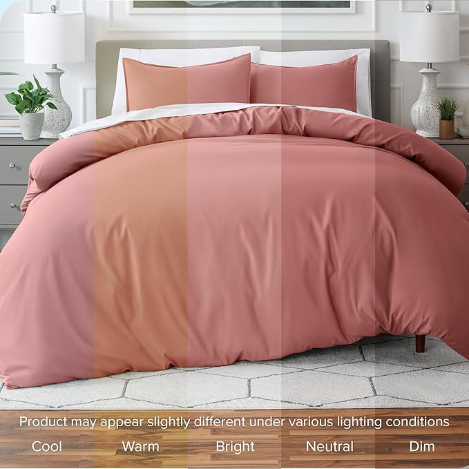 Bare Home Bedding Duvet Cover Queen Size - Premium 1800 Super Soft Collection - Lightweight, Cooling - Soft Breathable Bedding Duvet Cover (Queen, Dusty Rose)