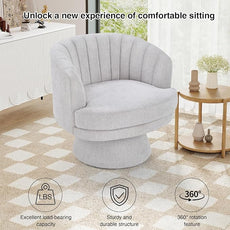 CANMOV Swivel Accent Chair with Armrest, Modern 360 Degree Swivel Barrel Chair with Curve Back and Soft Cushion,Comfy Round Sherpa Teddy Armchair Single Sofa for Living Room,Bedroom,Waiting Room,Grey