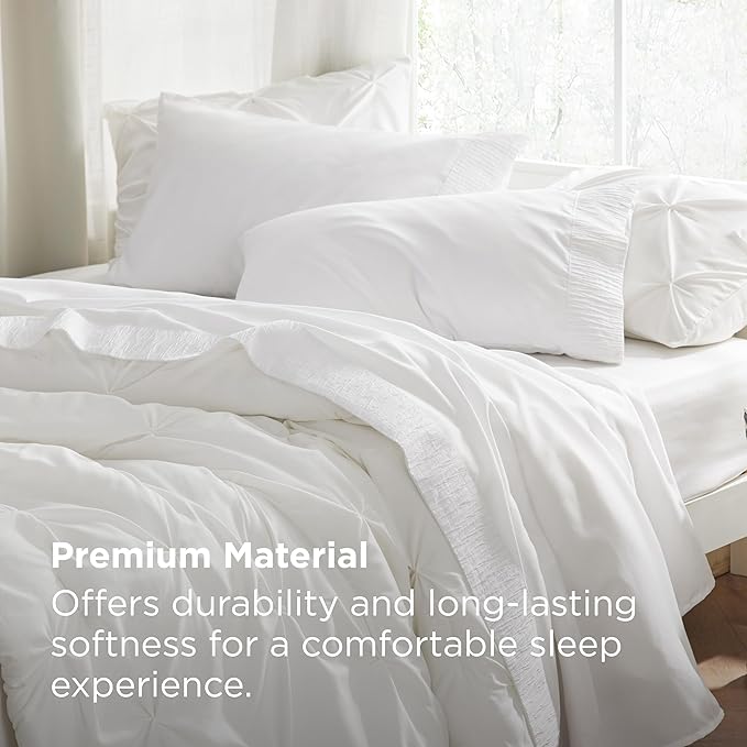 Bedsure California King Sheet Sets - 4 Pieces Soft Cal King Sheets - Breathable & Cooling - Hotel Luxury - Easy Care Polyester Microfiber Bedding for Women, Men, White