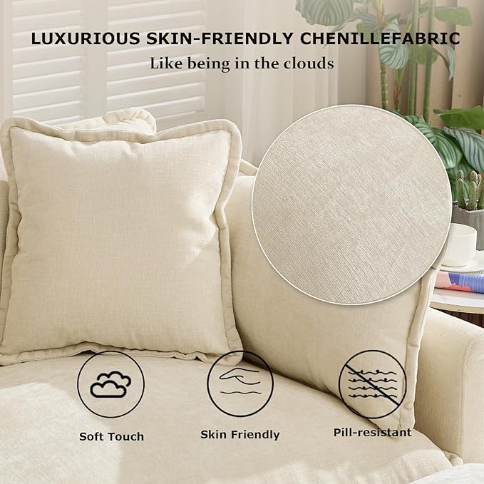 SoarFlash Chenille Sectional Middle Position Sofa, Beige