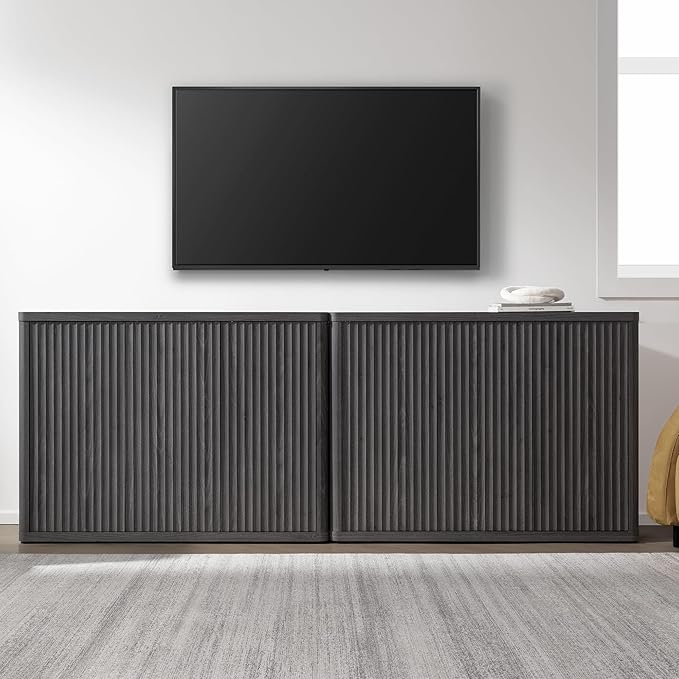 SICOTAS Buffet Cabinet with Storage Accent Sideboard with 6 Doors Modern 93.2" Credenza Fluted Buffet Table Media Console Cabinet Entryway Cabinets for Living Room Kitchen Dining Room Hallway