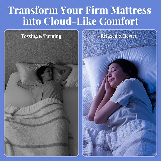 OhGeni Cooling 4 Inch Full Size Dual Layer Mattress Topper, 2 Inch Gel Memory Foam, 2 Inch Soft Pillow Top Pad, Bedroom Essentials Mattresses Cover, Extra Comfortable Sleep and Back Pain Relief