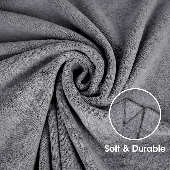 JML Microfiber Bath Towels, Bath Towel Set (6 Pack, 27" x 55") - Extra Absorbent and Fast Drying,Multipurpose Microfiber Towel for Bath, Beach, Pool, Sports, Yoga - Grey