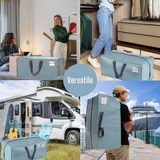 VENO 4 Pack Moving Bags w/Backpack Straps, Heavy Duty, Moving Boxes Alternative, Packing Supplies, Large Storage Totes for Dorm Room Essentials with Zipper for Clothes (Shiny Light Blue, 4 Pack)