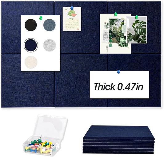 Thick Cork Board Tiles for Wall with Push Pins, 36"x24"x0.47" Bulletin Board Sets, Self-Adhesive Pin Board | Magrowill 6 Packs Felt Panels for Office Home Classroom Dorm