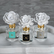 Zodax Apothecary Guild Blush Porcelain Oil Diffuser - Home Fragrance Diffuser Ideal for Living Room, Bathroom, Office - Makes a Great Gift - Porcelain Flower Design - Sunset Beach - 1.69 Oz.