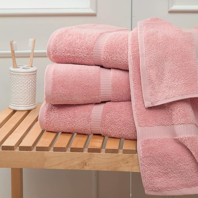 Towel Bazaar Premium Cotton Super Soft and Absorbent Turkish Towels (4-Piece Bath Towels, Pink)