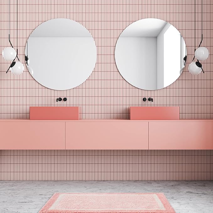 CozeCube Bath mats for Bathroom Non Slip, Fluffy Absorbent Microfiber Bath mat Washable, Aesthetic Bathroom Rugs, Long Blossom Pink Bath Runner, Blossom Pink, 59" x 24"