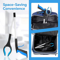 Grabber Reacher Tool - 32” Extra Long Foldable Gripper and Reaching Tool - Heavy Duty Pick Up Stick Grabbers for Seniors, Trash, Surgery Recovery Must Haves Gifts (Blue-2pc)