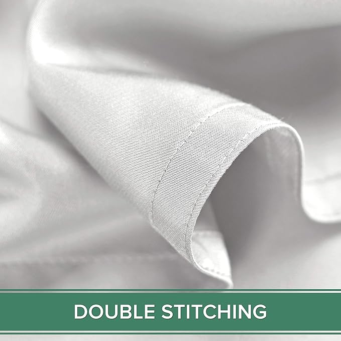 Pure Bamboo Split King Sheets, Genuine 100% Organic Viscose Derived from Bamboo Bed Sheet Set, Soft & Cooling, Double Stitching, 2 Fitted Sheets (Split King, White)