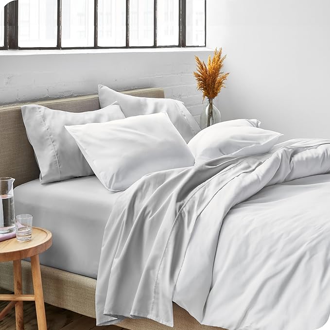 Bare Home Split King Sheet Set - 1800 Ultra-Soft Microfiber Double Brushed - Deep Pockets - 5 Piece Set - 2 Twin XL Fitted Sheets, 1 King Flat Sheet, and 2 King Pillowcases (Split King, Cloud Grey) BareHome