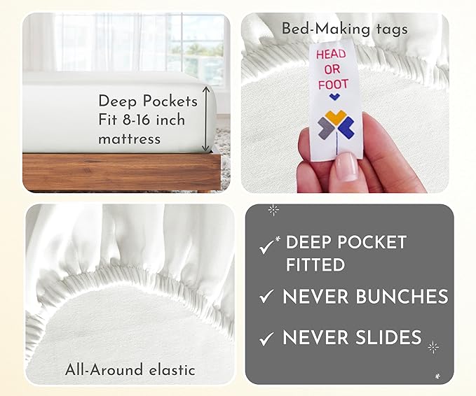 California Design Den 2-Pack 100% Cotton Sheet Sets King Size 400 Thread Count Sateen - Soft and Breathable Sheets, 2 Sets of Deep Pocket Bed Sheets - Ivory (Pale Tone)