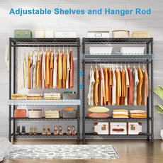 Ulif H4 Plus Portable Closets, 4-Tier Clothes Garment Rack for Bedroom and Cloakroom, Metal Clothing Storage and Organizer Wardrobe System, 45