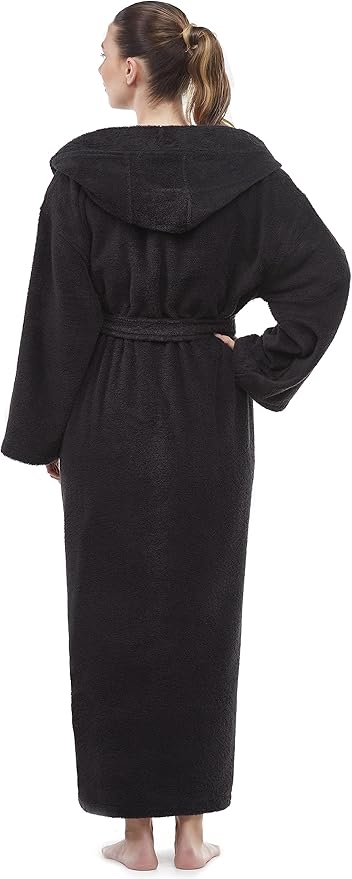 Arus Women's Hooded Classic Bathrobe Turkish Cotton Robe with Full Length Options