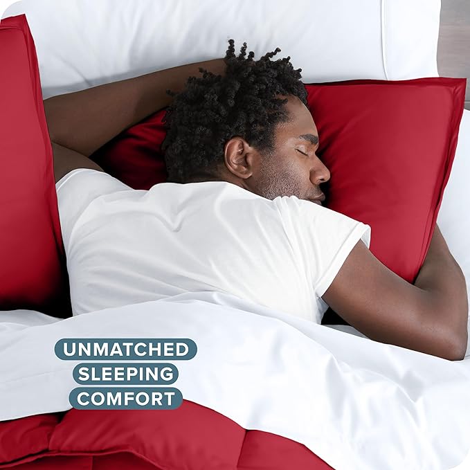 Bare Home Bedding Duvet Cover Oversized Queen Size - Premium 1800 Super Soft Collection - Lightweight, Cooling Duvet Cover - Soft Breathable Bedding (Oversized Queen, Red)