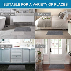 H.VERSAILTEX Bath Mats for Bathroom Non Slip Extra Thick Chenille Striped Bath Rug 24