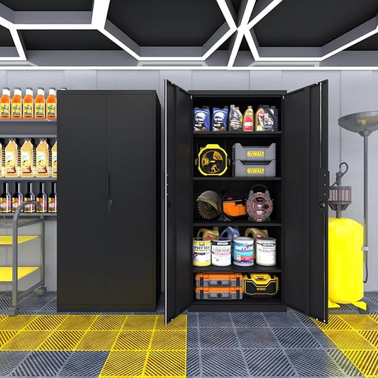 Metal Garage Storage Cabinets with Doors and Adjustable Shelves,70.8" Lockable Storage Cabinet for Home Office,Garage,School