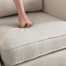 Accent Chair with Ottoman Modern Button Tufted Armchair Wingback Club Chair Linen Fabric Single Sofa Lounge Chair with Pillow for Living Room Bedroom, Beige