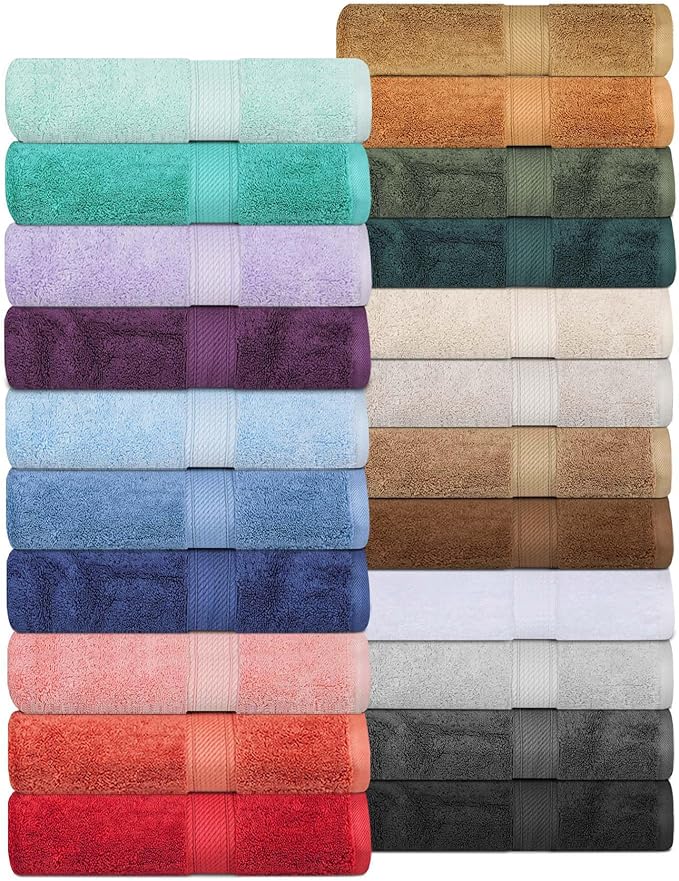 Superior Egyptian Cotton Pile Face Towel/Washcloth Set of 6, Ultra Soft Luxury Towels, Thick Plush Essentials, Absorbent Heavyweight, Guest Bath, Hotel, Spa, Home Bathroom, Shower Basics, Denim Blue