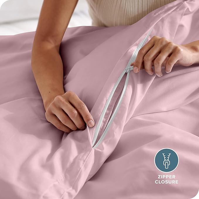 Bare Home Bedding Duvet Cover Extra Long Size - Premium 1800 Super Soft Collection - Lightweight, Cooling - Soft Breathable Bedding Duvet Cover (Twin/Twin XL, Dusty Pink)