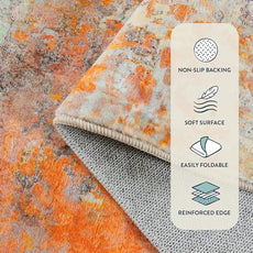 Lahome Modern Abstract Area Rug - Soft 3x5 Rugs for Bedroom Washable Living Room Entryway Rug, Contemporary Non Slip Indoor Accent Carpet for Nursery Office Kitchen Bathroom, Orange/Yellow