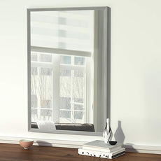 Amazon Basics Rectangular Wall Mount Mirror, Peaked Trim, Nickel, 24