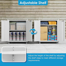 SUXXAN Metal Storage Cabinet with 2 Doors and 4 Hooks,34