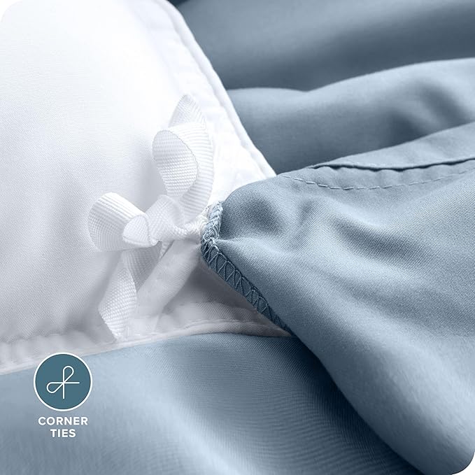 Bare Home Bedding Duvet Cover Queen Size - Premium 1800 Super Soft Collection - Lightweight, Cooling - Soft Breathable Bedding Duvet Cover (Queen, Dusty Blue)