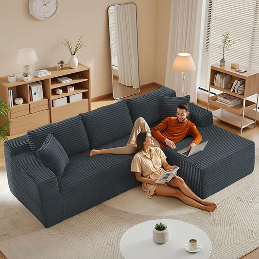 105''Sectional Cloud Couch with L Shaped Chaise,Modern Modular Sectional Sofa,Comfy Sectional Couches for Living Room,Bedroom,Apartment(Dark Grey, 105''W Right Facing Chaise)