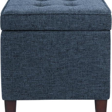 HomePop Square Tufted Storage Ottoman - Textured Navy, Small