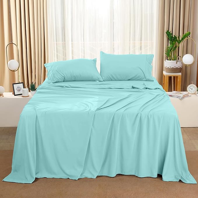 Utopia Bedding Full Bed Sheets Set - 4 Piece Bedding - Brushed Microfiber - Shrinkage and Fade Resistant - Easy Care (Full, Spa Blue)