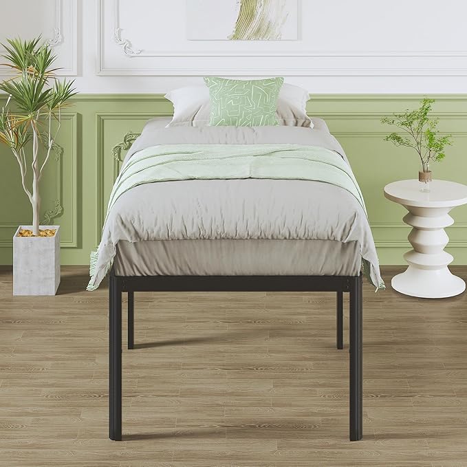 25 Inch High Twin XL Bed Frames with Rounded Corner Legs, Heavy Duty Metal Twin XL Platform Bed Frame with Steel Slats Support, No Box Spring Needed, Noise Free, Easy Assembly