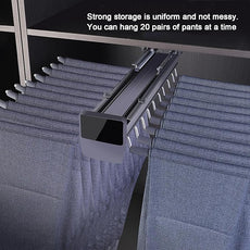 Pull Out Pants Rack16 Arms Steel Slid Pant Rack Pull Out Trousers Rack Pants Hanger Bar Clothes Organizers Load 35lbs Sizes L 13.77in, h 4.33 in w 24.8in