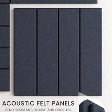 Bumusty Large Cork Board Alternative-36 x24 Felt Bulletin Board Tiles, with 30 Pushpins, 40 Adhesive Tabs, 6-Pack Slat Wall Paneling, Cork Boards for Office Push Pin Felt Board-Deep Charcoal Blue