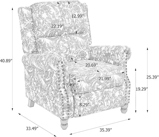 Recliner Chair, Modern Pushback Armchair with Adjustable Backrest & Footrest for Bedroom, Living Room (Rococo Green,Set of 1)