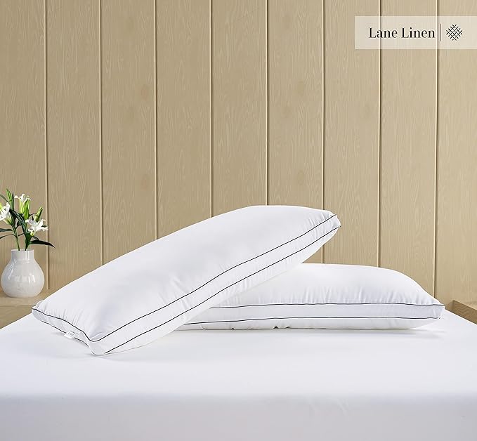 LANE LINEN Pillows Standard Size Set of 12 - Medium Soft Support Gusseted Hotel Quality Pillows for Sleeping, Oeko Tex Certified, Down Alternative Perfect for Back, Stomach or Side Sleepers - White