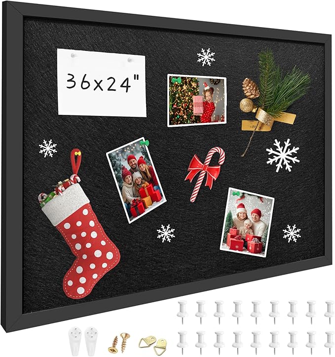 24x36 Inch Cork Board for Wall Hanging with Linen, Bulletin Board with Push Pins, Mounted Memo Message Board for Home Office Decor, Dorm Room Essentials, Classroom Organization