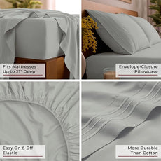 Mellanni King Sheet Set - 6-Piece Iconic Collection Bedding, (Including 4 Pillowcases), 21-Inch Extra Deep Pocket, Easy Care, Ultra Soft, Cooling Sheets, Brushed Microfiber - Spa Mint