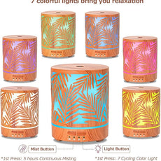 Essential Oil Diffuser Metal Aromatherapy Oil Diffusers for Large Room,Water Plants Pattern Ultrasonic Cool Mist Diffuser with Waterless Auto Shut-Off Protection,for Home Office,300ML