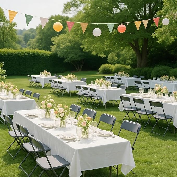 10 Pack Gray Plastic Folding Chairs for Outside, Portable Stackable Commercial Metal Foldable Chairs with Steel Frame for Home Events Office Wedding Party, 350lbs Capacity