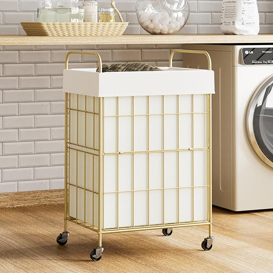 Laundry Hamper with Wheels, 90L Laundry Basket with Handle, Laundry Sorter with Removable Liner Bag