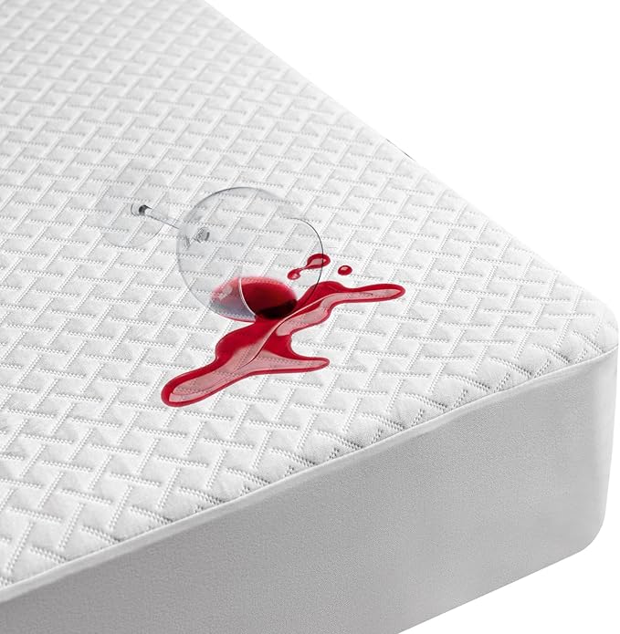 Premium Bamboo Mattress Protector – Queen Size, Waterproof, & Ultra Soft Breathable Noiseless Washable Bed Mattress Cover for Comfort & Protection MC02QUEEN-T