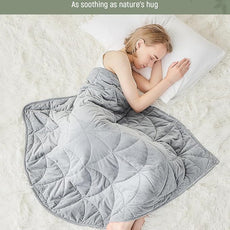 Weighted Lap Blanket 7 lbs for Adults, Luxury Soft Small Weighted Blanket, Compact Portable Weighted Lap Pad for Relaxation, Sleeping, Travel, All-Season Use, Light Grey, 40