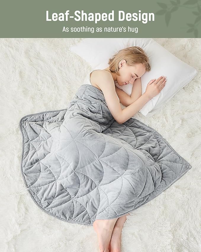 Weighted Lap Blanket 7 lbs for Adults, Luxury Soft Small Weighted Blanket, Compact Portable Weighted Lap Pad for Relaxation, Sleeping, Travel, All-Season Use, Light Grey, 40" x 52"