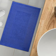 Avalon Towels Blue Bath Mat - 100% Cotton Set of 2 Absorbent Bathmat - Bathroom Mats Quick Dry Bath Mats for Bathrooms (22x34 Inches)