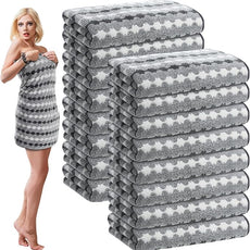 16 Pack Microfiber Bath Towels Bulk 27'' x 60'' Oversized Size Bath Towel Highly Absorbent Extra Large Soft Drying for Shower Beach Winter Salon Sport Gym Party (Cone,Grey)