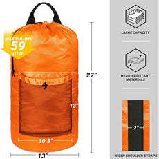 Laundry Bag with Shoulder Straps and Mesh Pocket Laundry Backpack Large Portable Laundry Hamper for College Laundromat Apartment