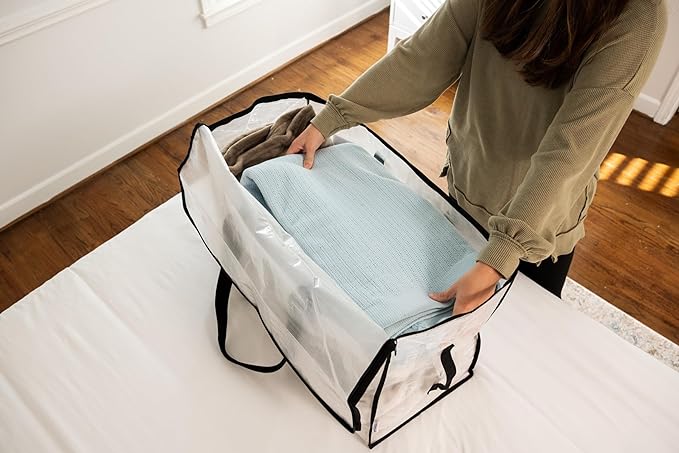 ClearSpace Heavy Duty Moving Bags or Storage Bags – Clear Storage Bins with Lids, Large Moving Boxes with Backpack Straps & Zippers,– Packing Box & Moving Supplies for College Dorm, 3 Pack