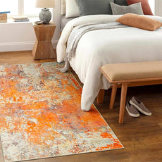 Lahome Modern Abstract Area Rug - Soft 3x5 Rugs for Bedroom Washable Living Room Entryway Rug, Contemporary Non Slip Indoor Accent Carpet for Nursery Office Kitchen Bathroom, Orange/Yellow