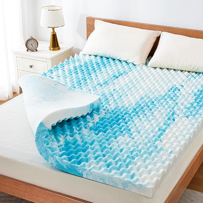 Marsail Twin XL, 3-inch Egg Crate Memory Foam, Mattress Topper with Infused Cooling Gel for Sleeper Sofa, RV, Camper, CertiPUR-US Certified